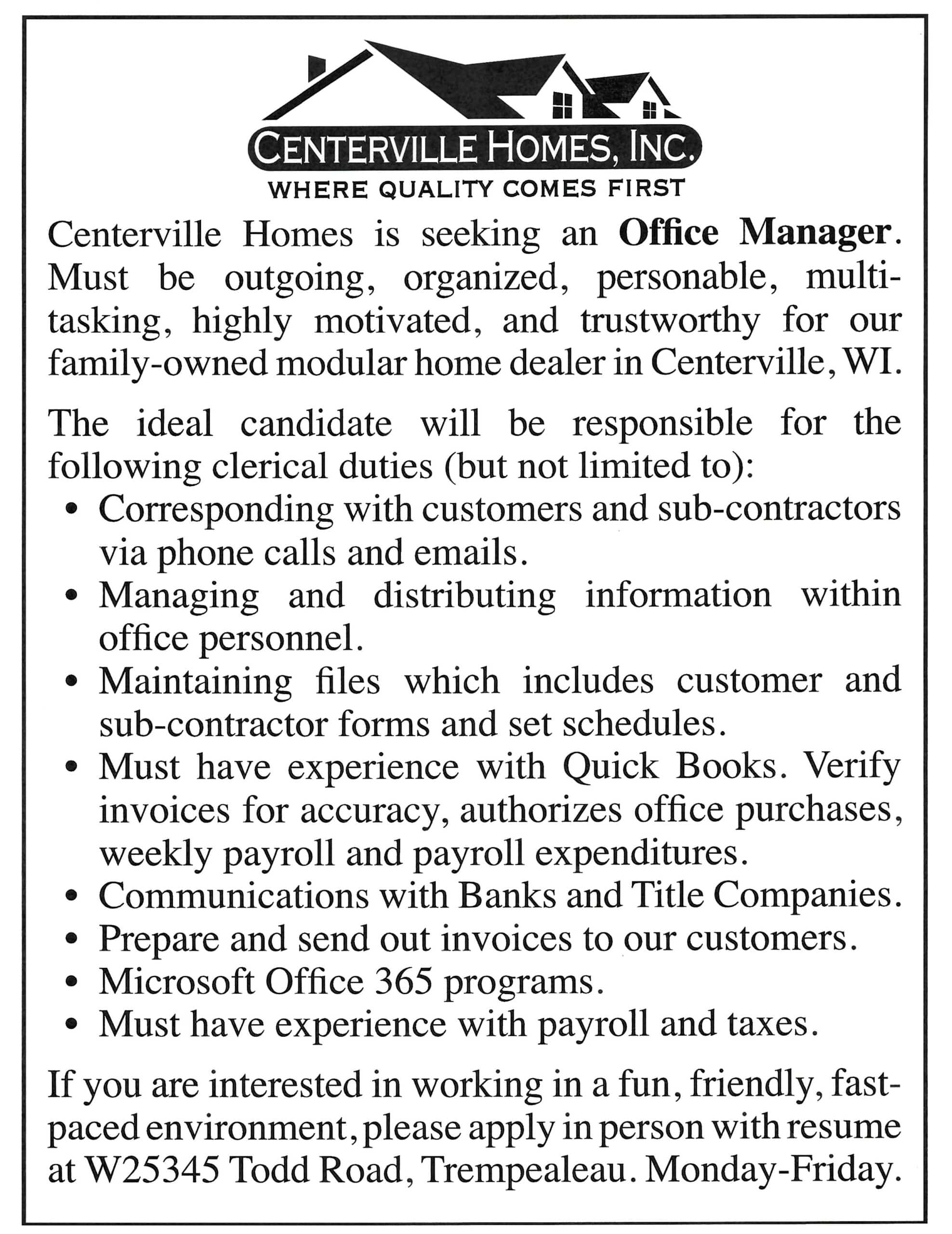 Office Manager Wanted